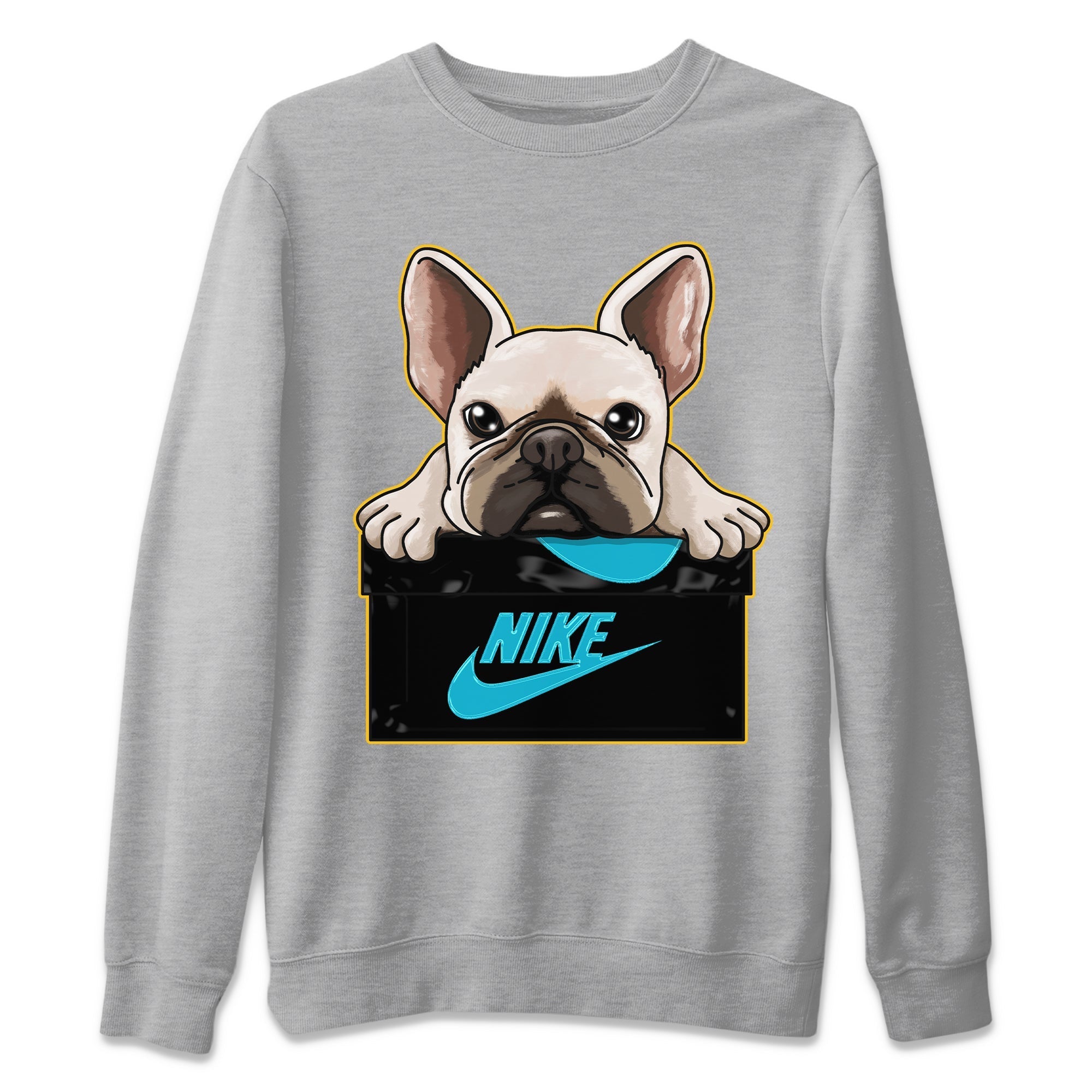 French Bulldog Unisex Sweater – Air Jordan 5 Aqua, Sneakers Matching Sweater