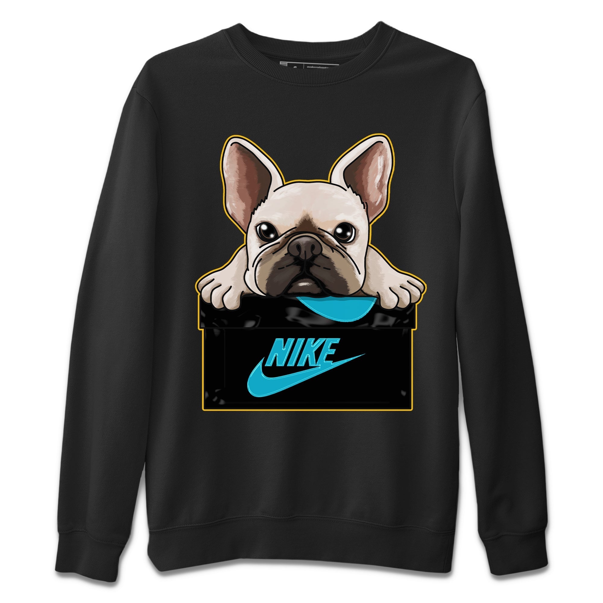 French Bulldog Unisex Sweater – Air Jordan 5 Aqua, Sneakers Matching Sweater