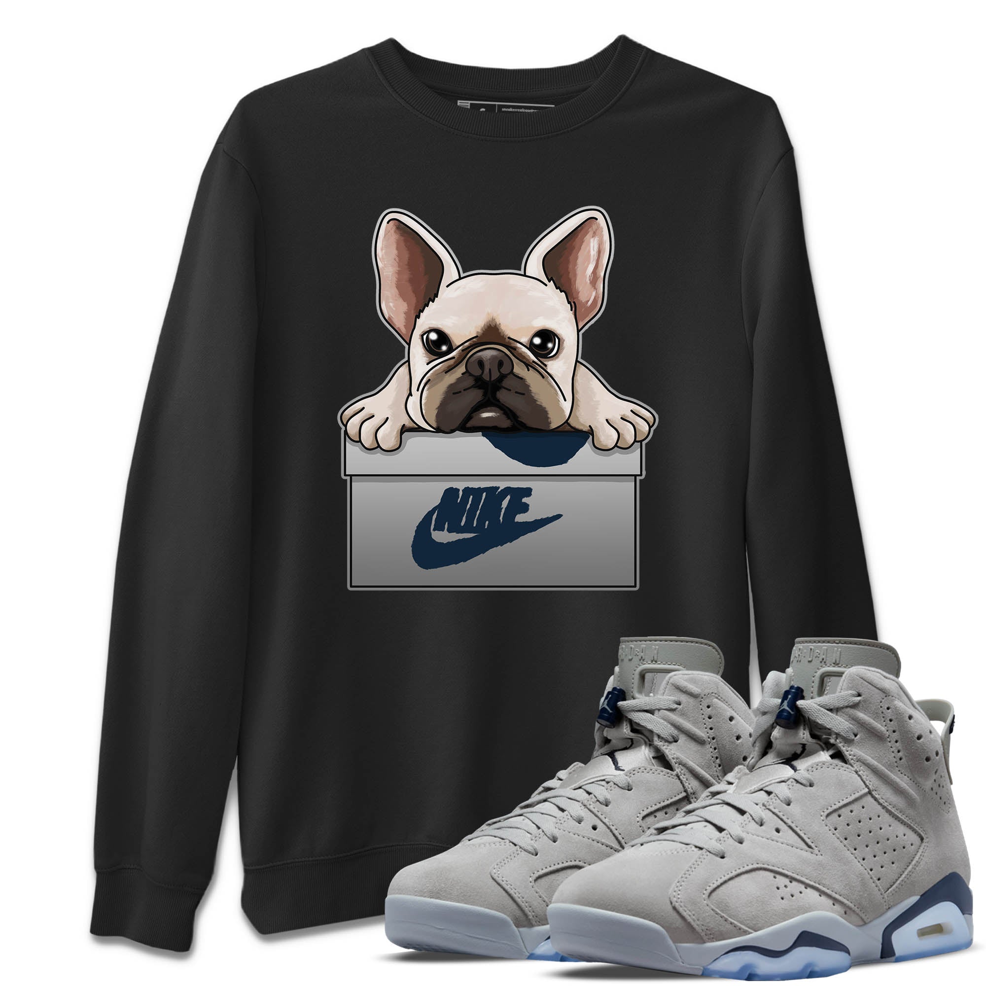 French Bulldog Unisex Sweater – Air Jordan 6 Georgetown, Sneakers Matching Sweater