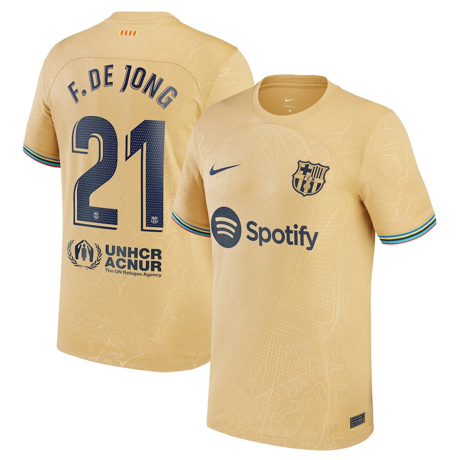 Frenkie De Jong 21 Barcelona 2022/23 Away Breathe Stadium Player Soccer Jersey – Yellow