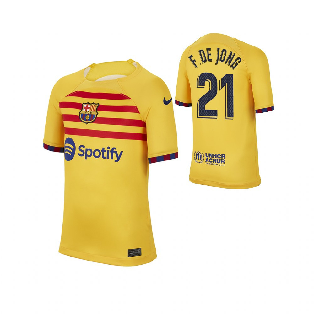 Frenkie de Jong 21 Barcelona 2022/23  Fourth Soccer Jersey – Yellow