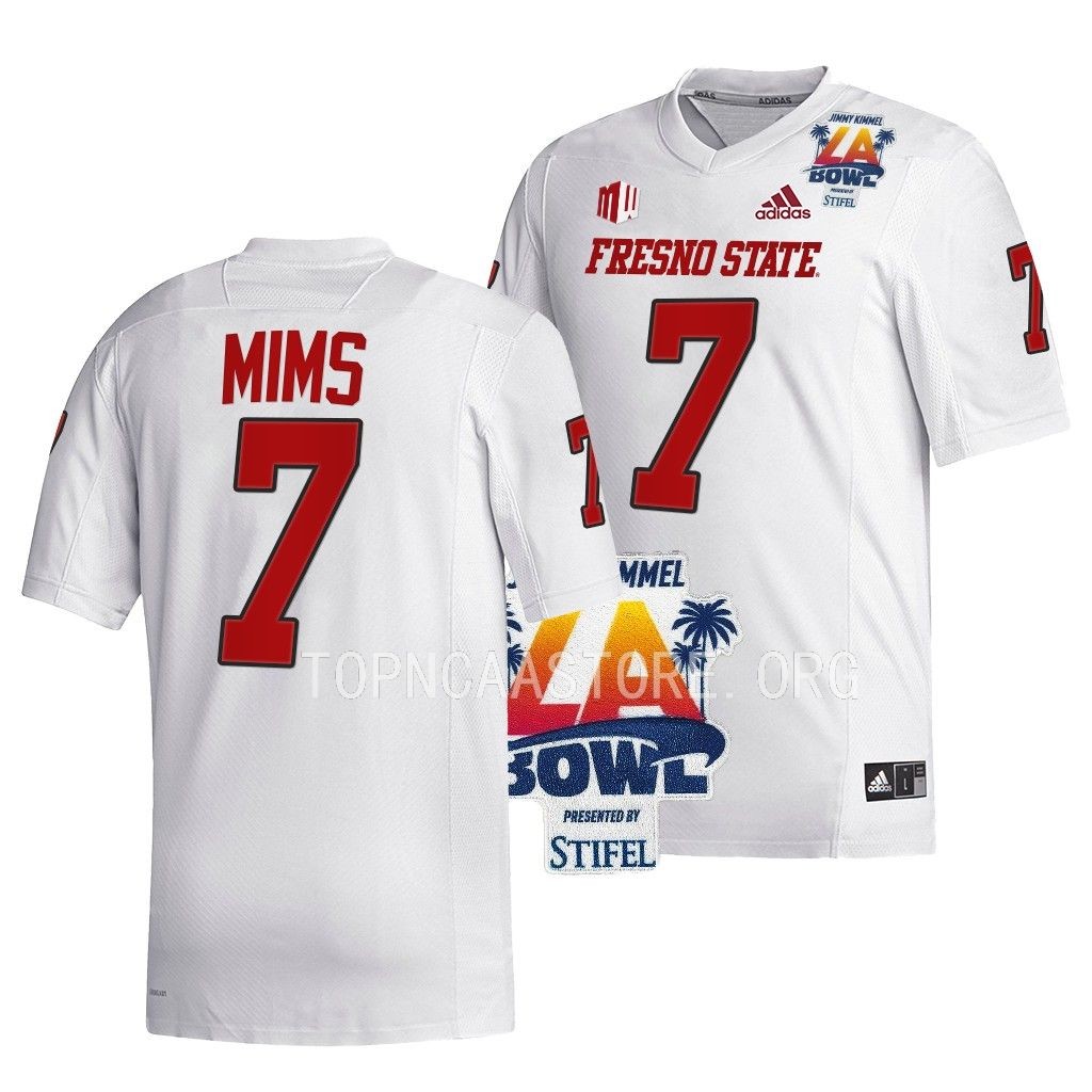 Fresno State Bulldogs 2022 LA Bowl Champions Jordan Mims #7 White Men's Jersey