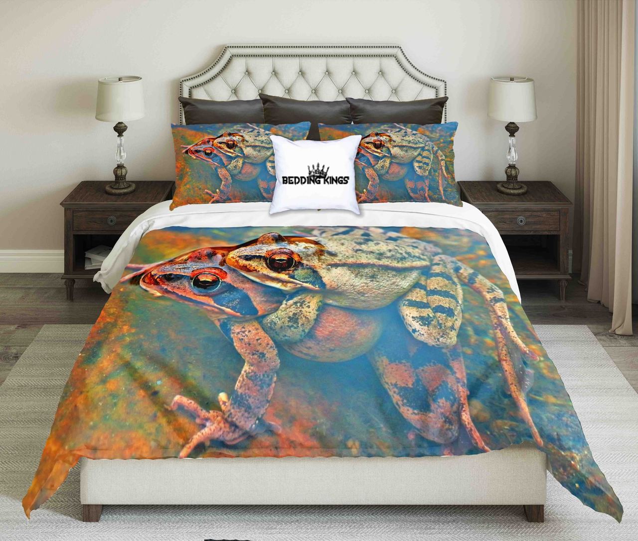 Frogs In Water Kings 3D Customized Duvet Cover Bedding Set