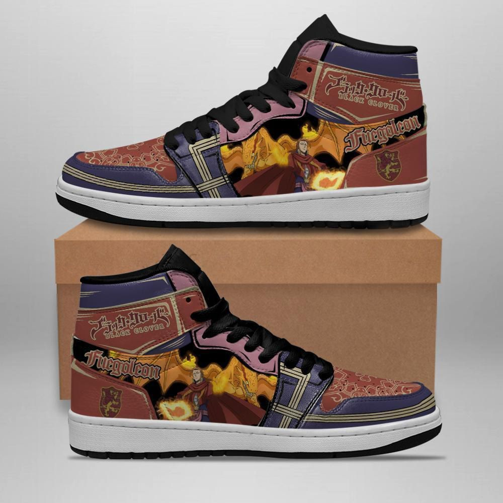 Fuegoleon Vermillion Black Clover Anime 1 High Top Air Jordan Sneaker, Air Jordan Hightop