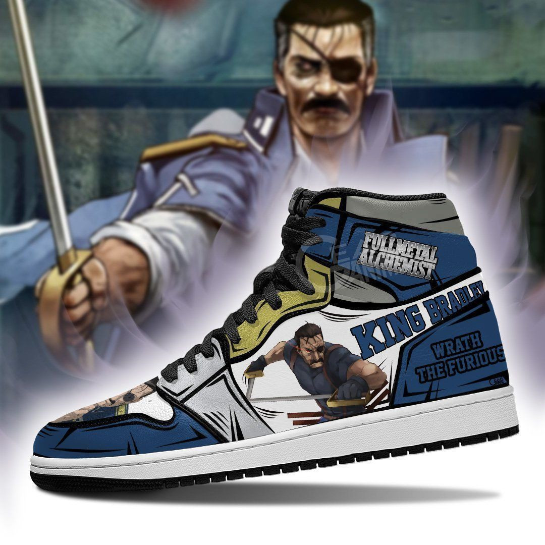 Fuhrer King Bradley Fullmetal Alchemist Anime 1 High Top Air Jordan Sneaker, Air Jordan Hightop