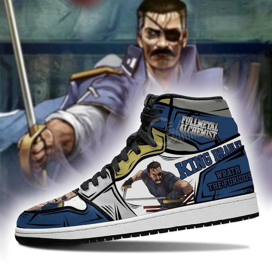 Fuhrer King Bradley JD1s Sneakers Fullmetal Alchemist Anime Shoes Fan, Air Jordan Hightop