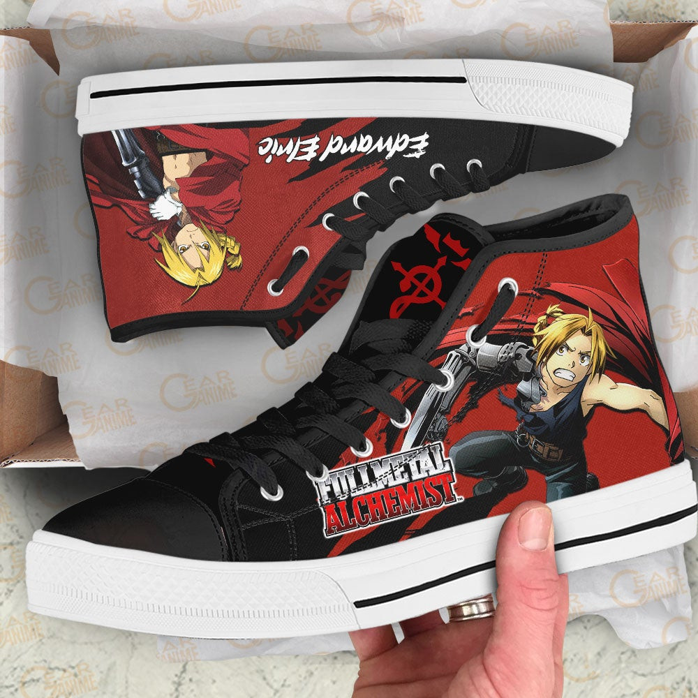 Fullmetal Alchemist Edward Elric High Top Shoes Custom Anime Sneakers