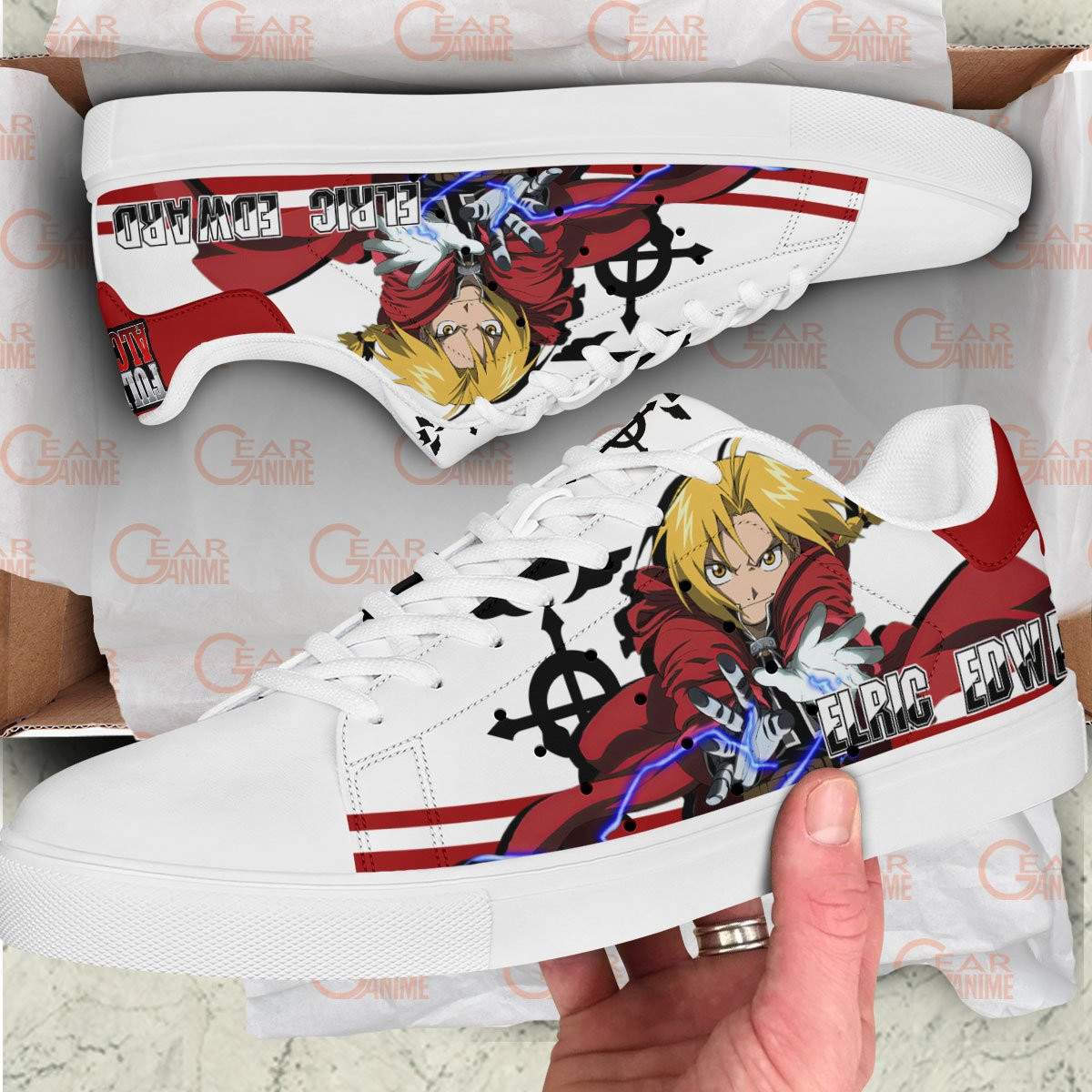 Fullmetal Alchemist Edward Elric Skate Sneakers Custom Anime Shoes
