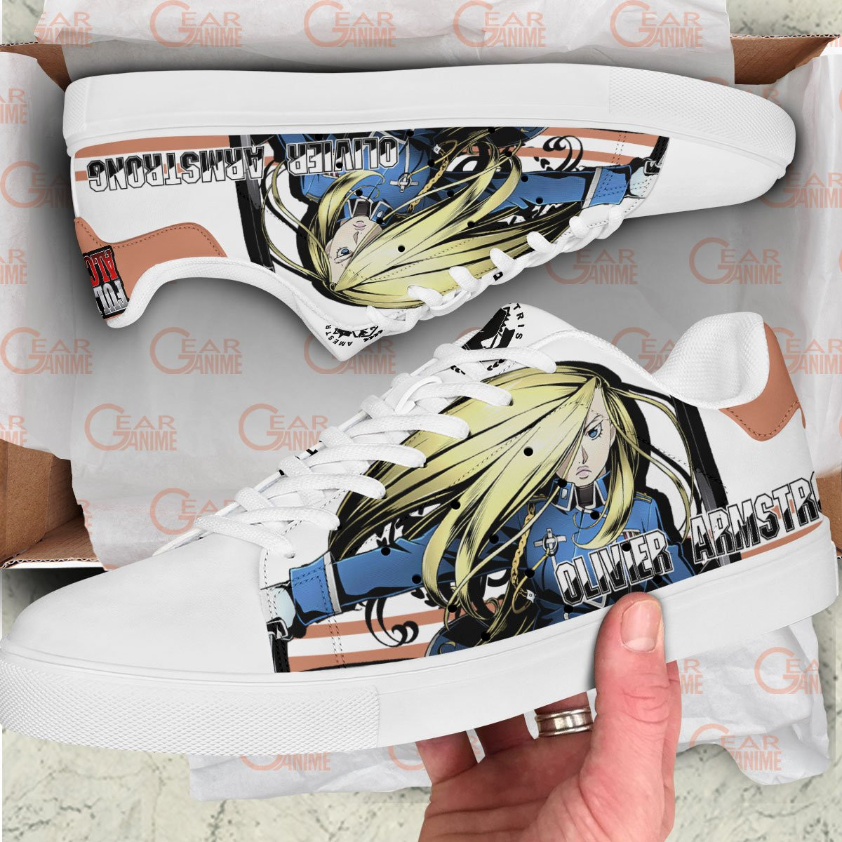 Fullmetal Alchemist Olivier Mira Armstrong Skate Sneakers Custom Anime Shoes