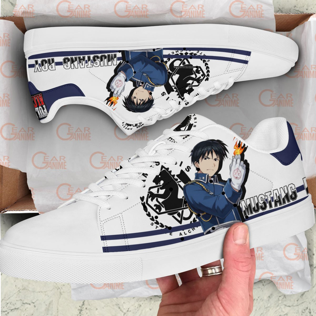 Fullmetal Alchemist Roy Mustang Skate Sneakers Custom Anime Shoes