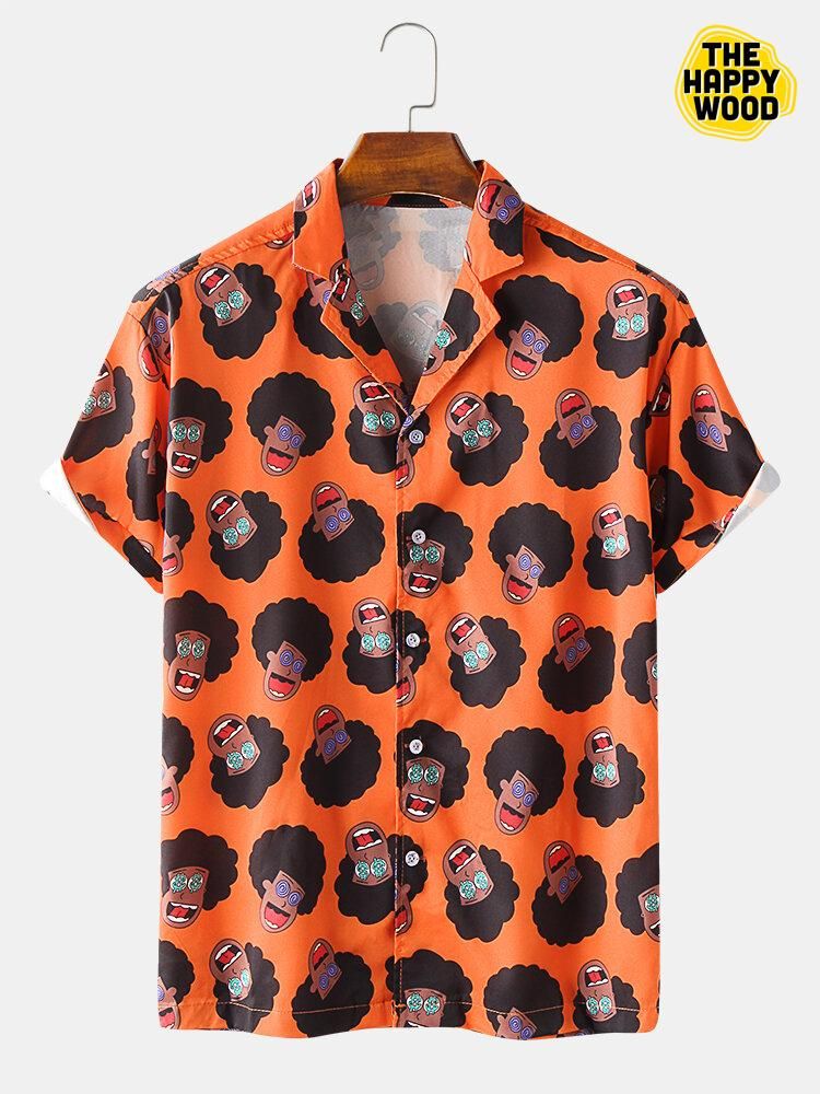 Funny Figure Cartoon Printed Hawaiian Hawaii Shirt