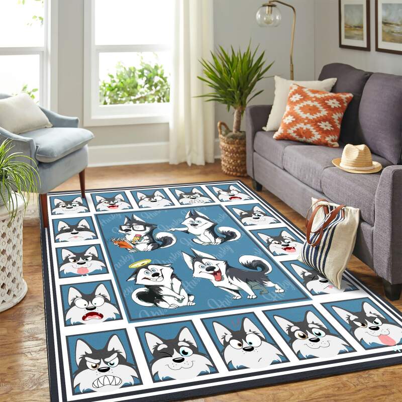 Funny Husky Mk Carpet Area Rectangle Rug