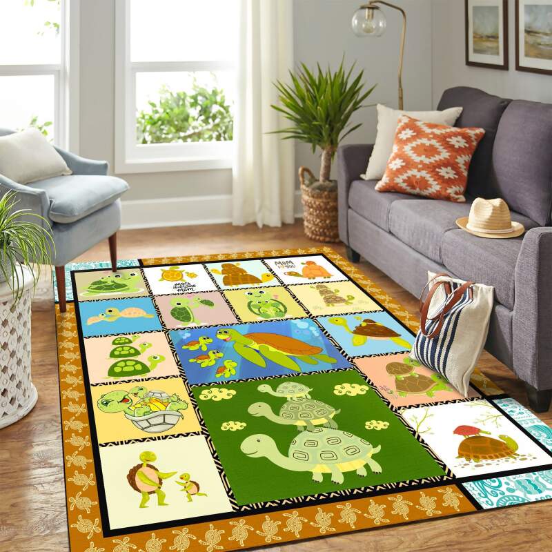 Funny Turtle Mk Carpet Area Rectangle Rug