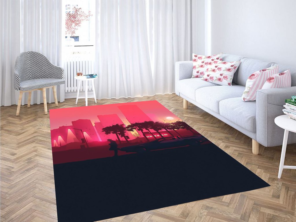 Futuristic City 2d Living Room Modern Carpet Rectangle Rug