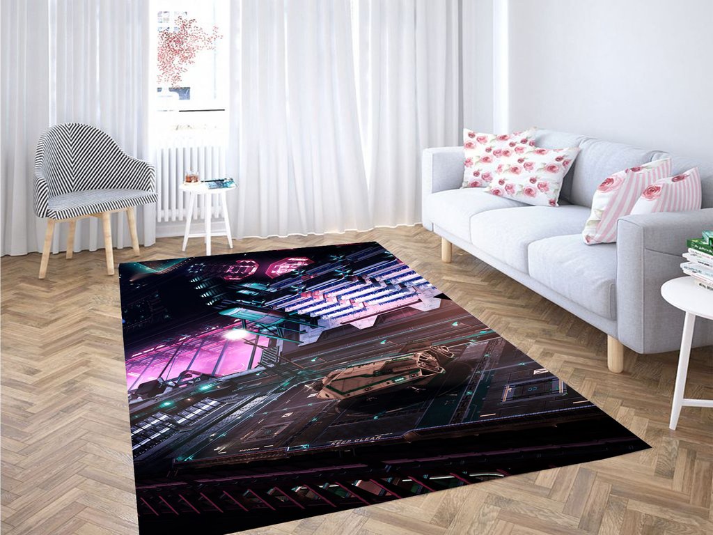 Futuristic Theme Cyberpunk 2077 Living Room Modern Carpet Rectangle Rug