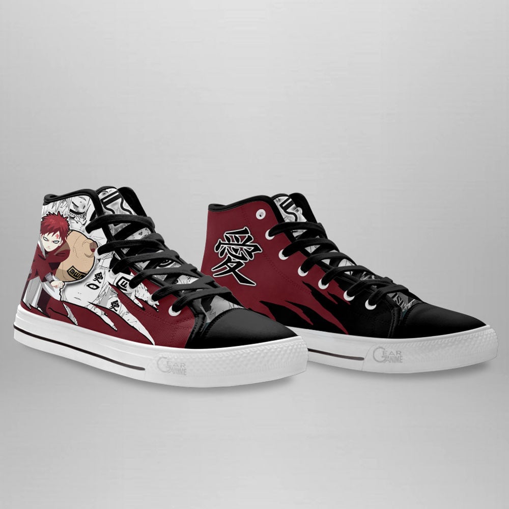 Gaara High Top Shoes Custom Anime Sneakers Mix Manga