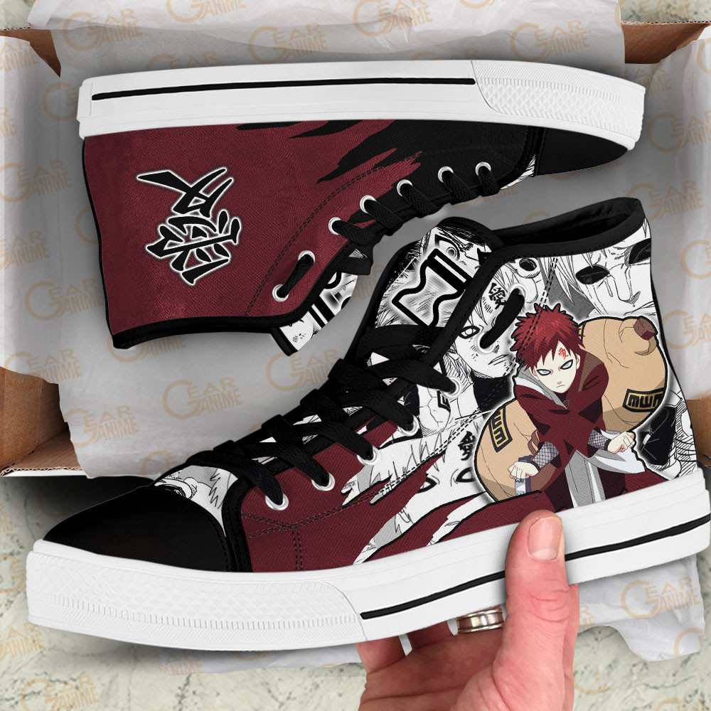 Gaara High Top Shoes Custom Anime Sneakers Mix Manga