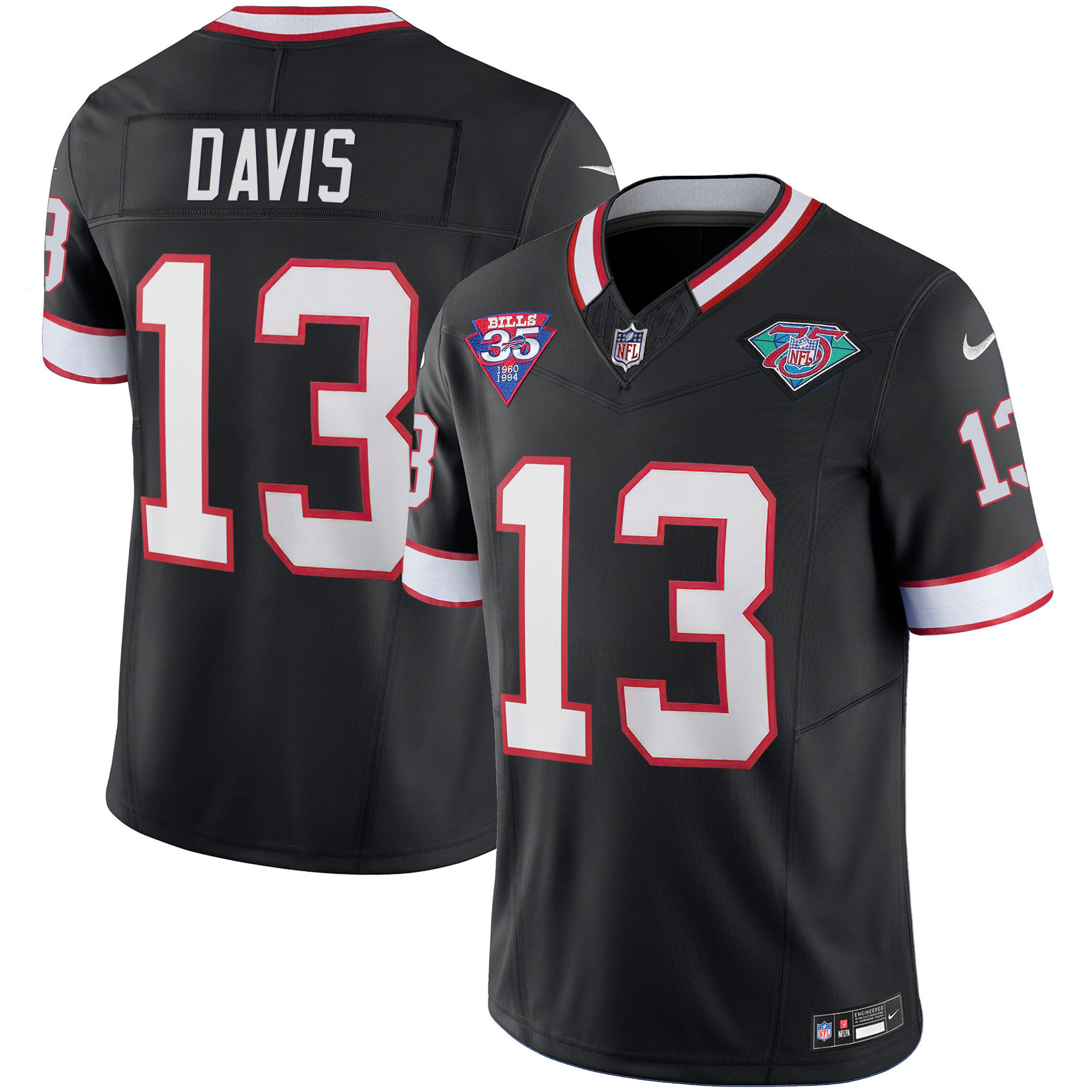 Gabriel Davis Men's Buffalo Bills 1994 Throwback Vapor Black Jersey - All Stitched 