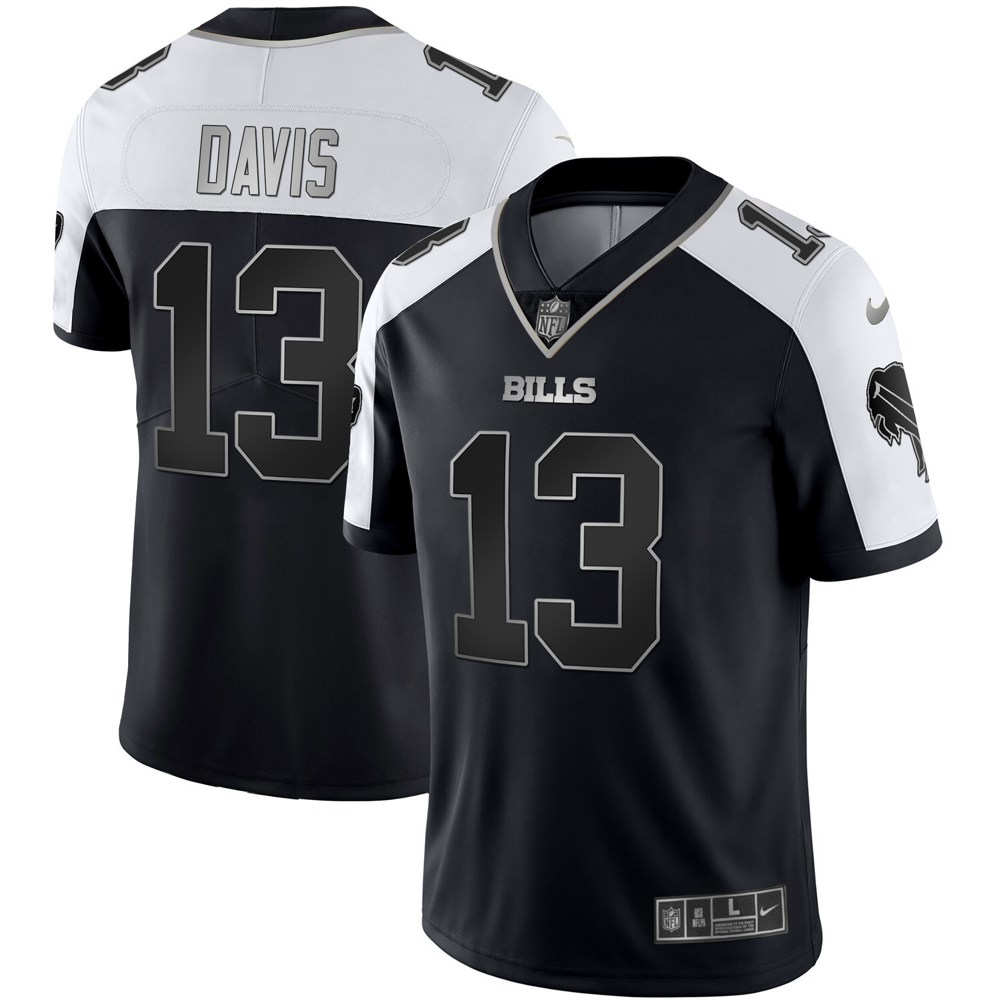 Gabriel Davis Men's Buffalo Bills Alternate Vapor Black Gold & Black Inverted Limited Black Silver Jersey - All Stitched 