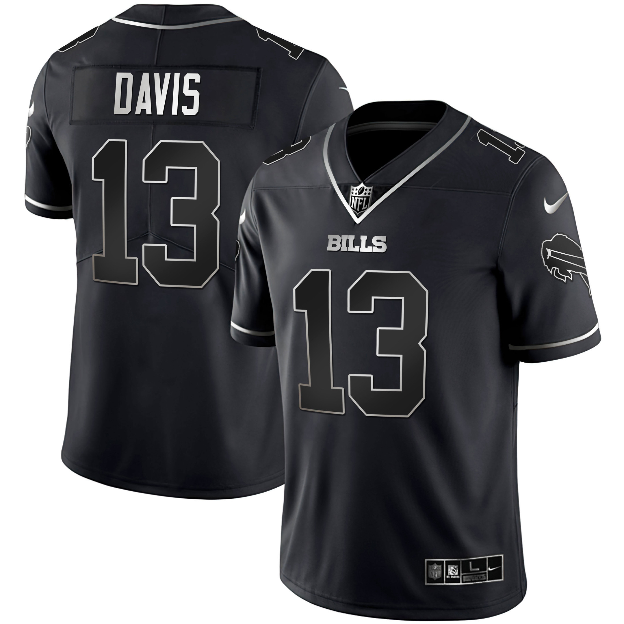 Gabriel Davis Men's Buffalo Bills White Gold & Black Gold Black Silver Jersey - All Stitched 