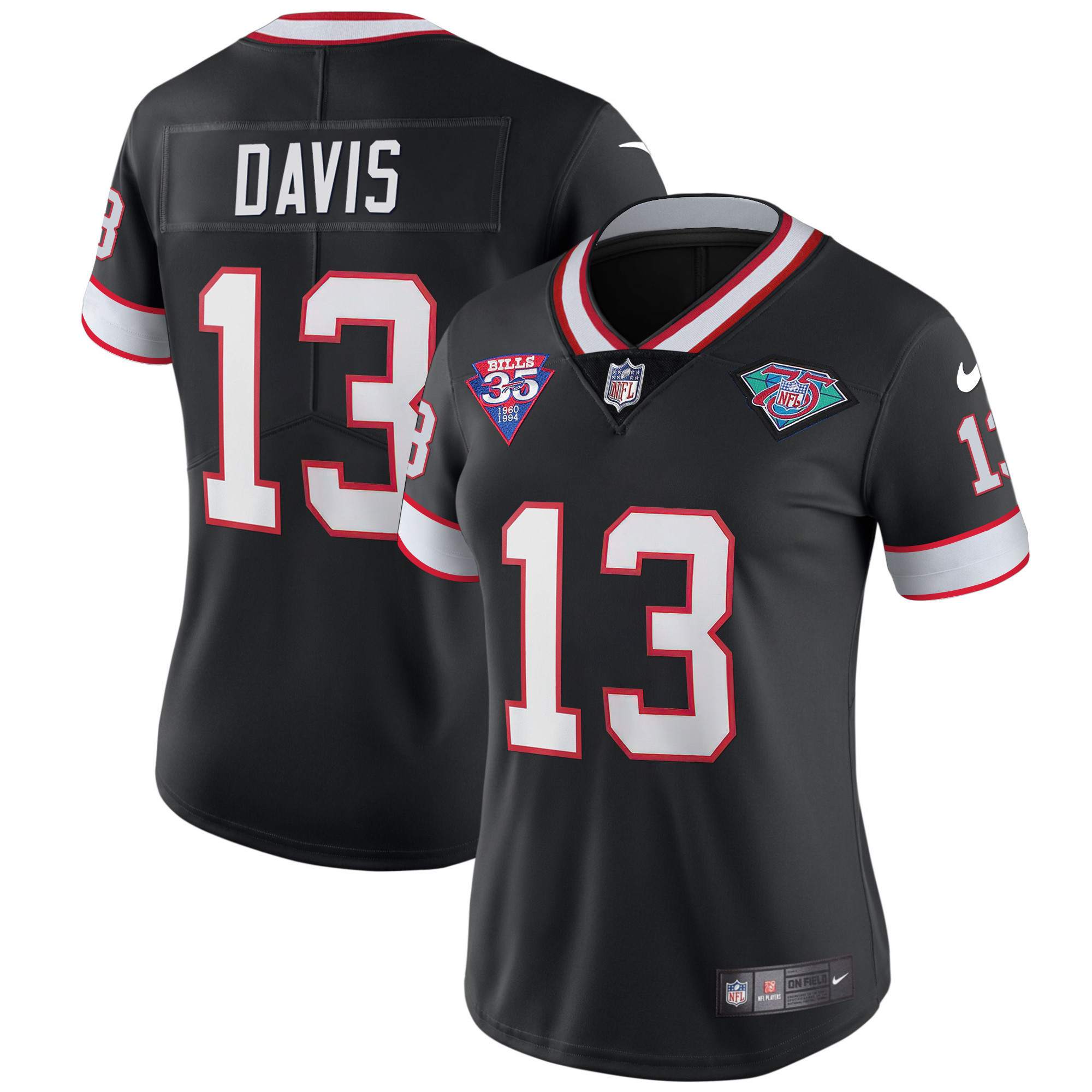 Gabriel Davis Women's Buffalo Bills 1994 Throwback Vapor Black Jersey - All Stitched 