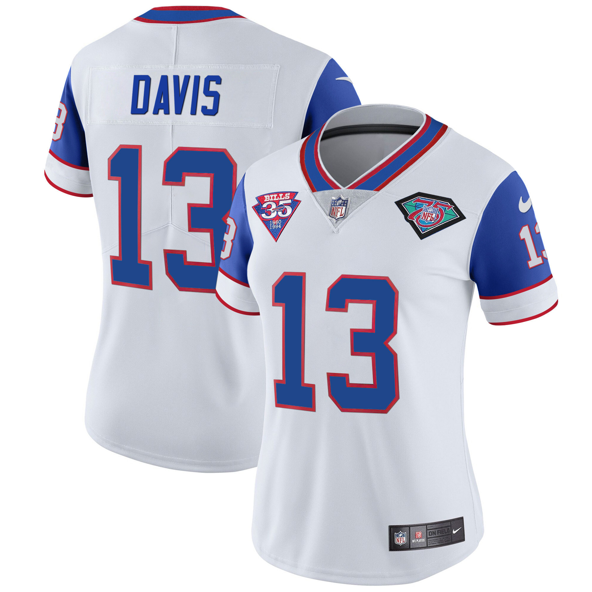 Gabriel Davis Women's Buffalo Bills 1994 Throwback Vapor Royal Sleeves Jersey - All Stitched 