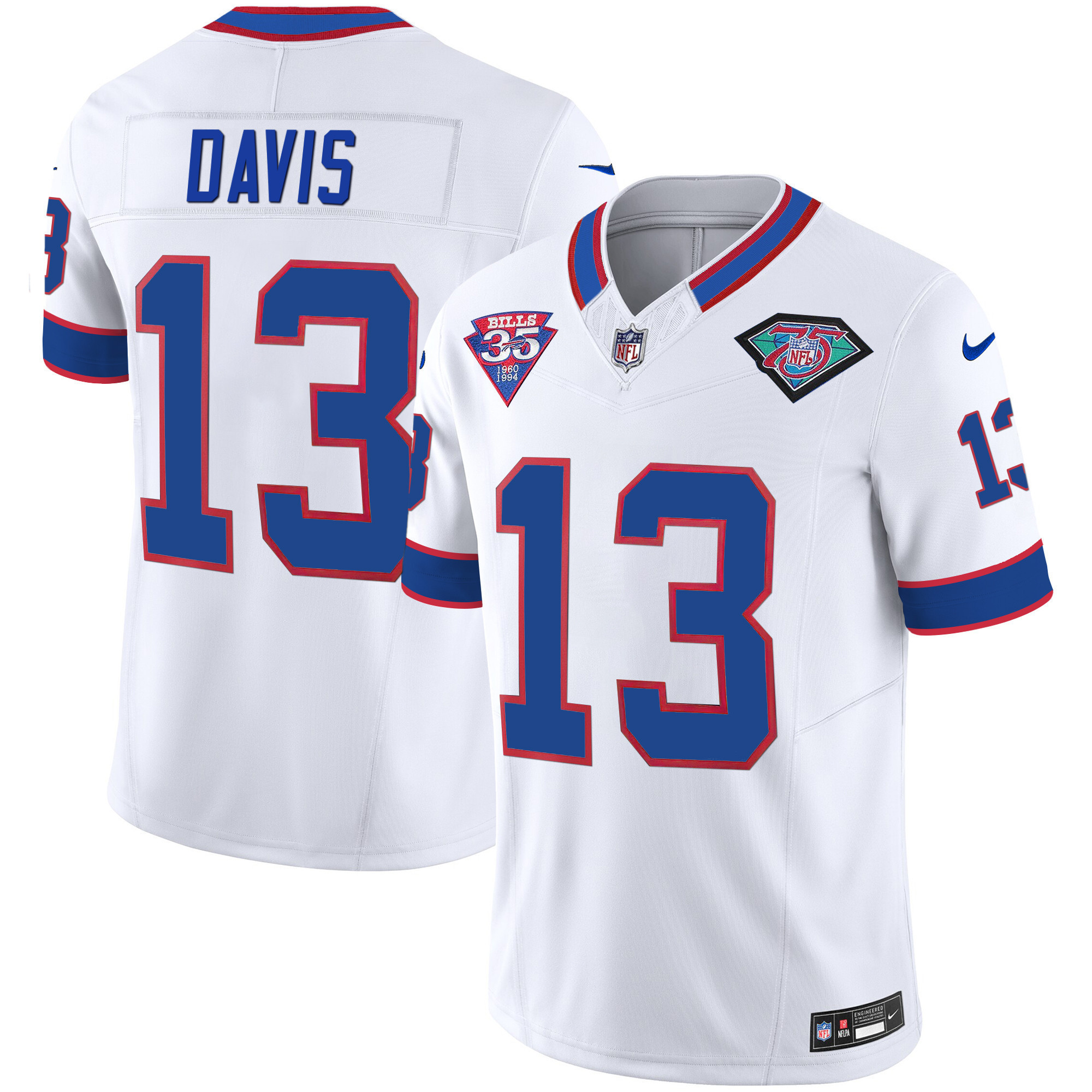 Gabriel Davis Youth's Buffalo Bills 1994 Throwback Vapor White Jersey - All Stitched 