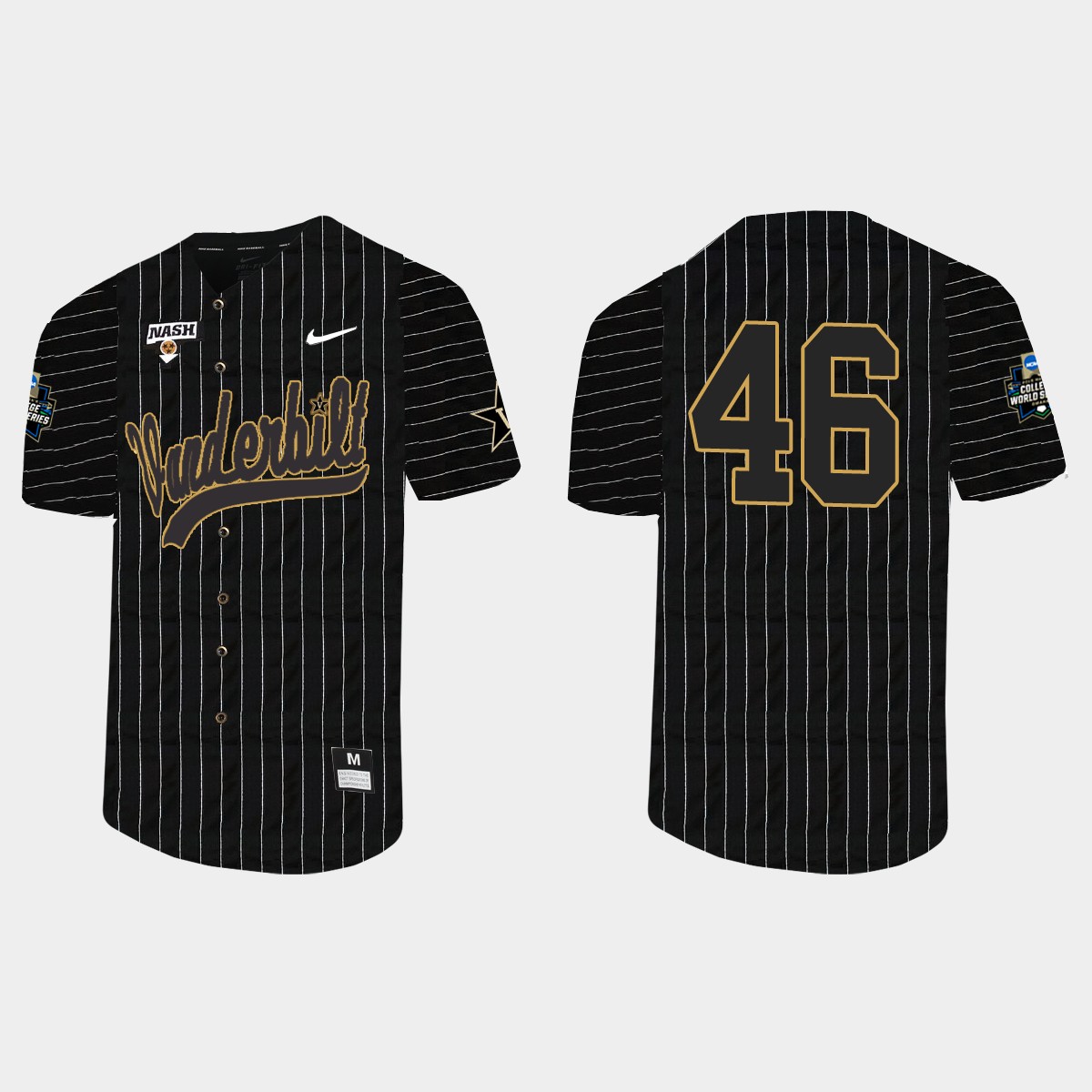 Gage Bradley Vanderbilt Commodores 2021 College World Series Pinstripe Jersey - Black
