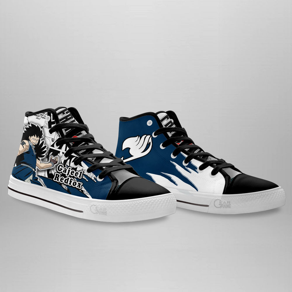 Gajeel Redfox High Top Shoes Custom Fairy Tail Anime Sneakers Mix Manga