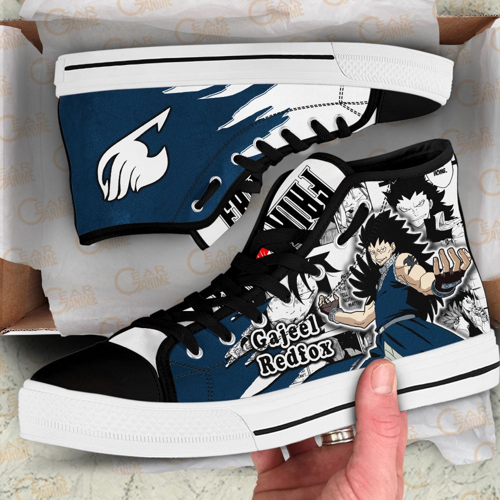 Gajeel Redfox High Top Shoes Custom Fairy Tail Anime Sneakers Mix Manga