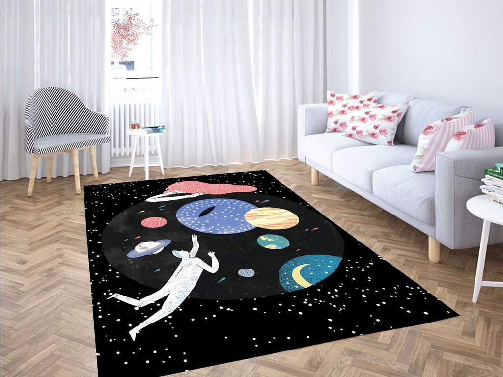 Galaxy Flat Character Living Room Modern Carpet Rectangle Rug