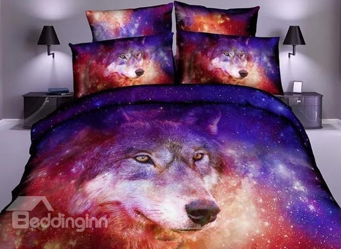 Galaxy Wolf 3D Customized Duvet Cover Bedding Set
