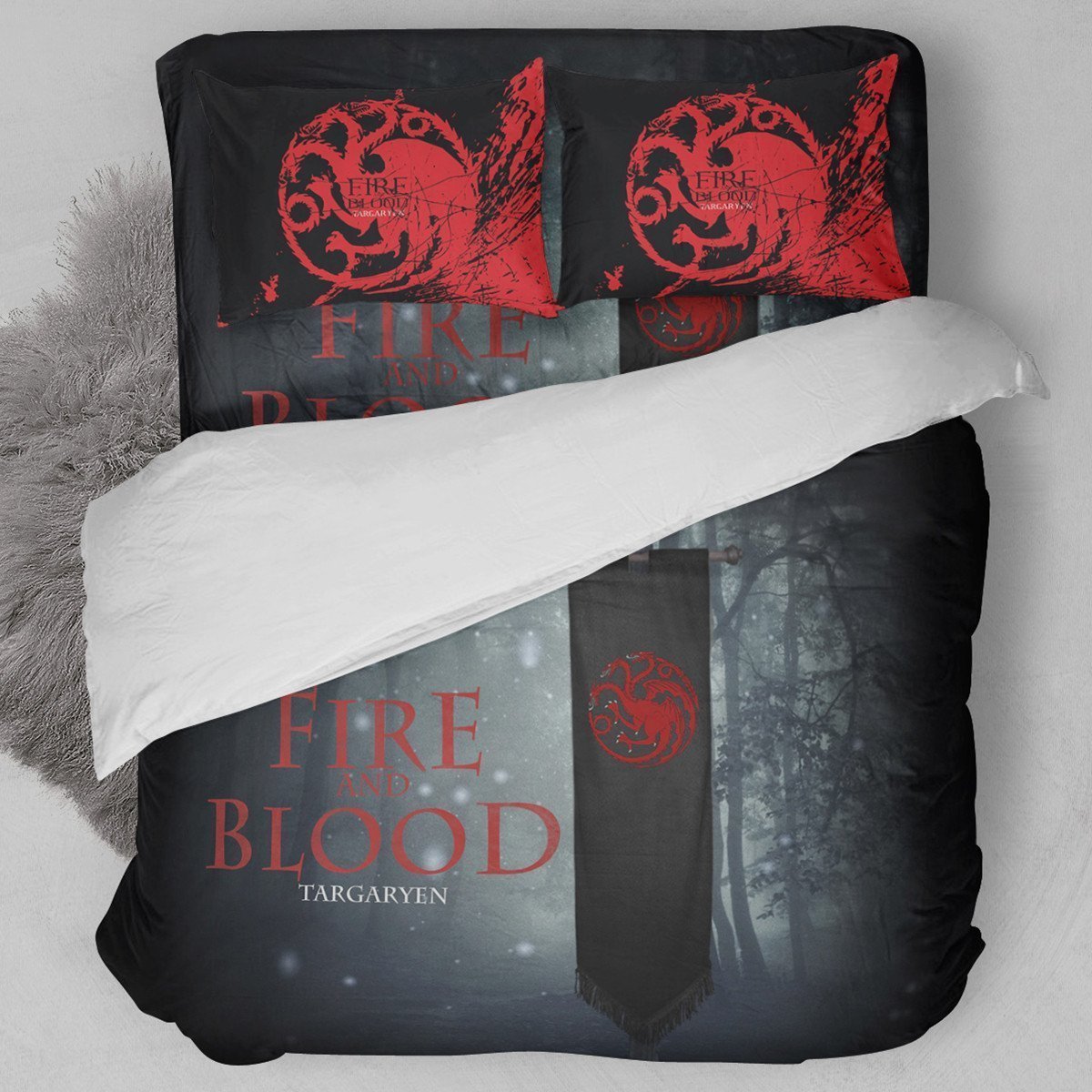 Game Of Thrones-Targaryen Flag Duvet Cover Bedding Set