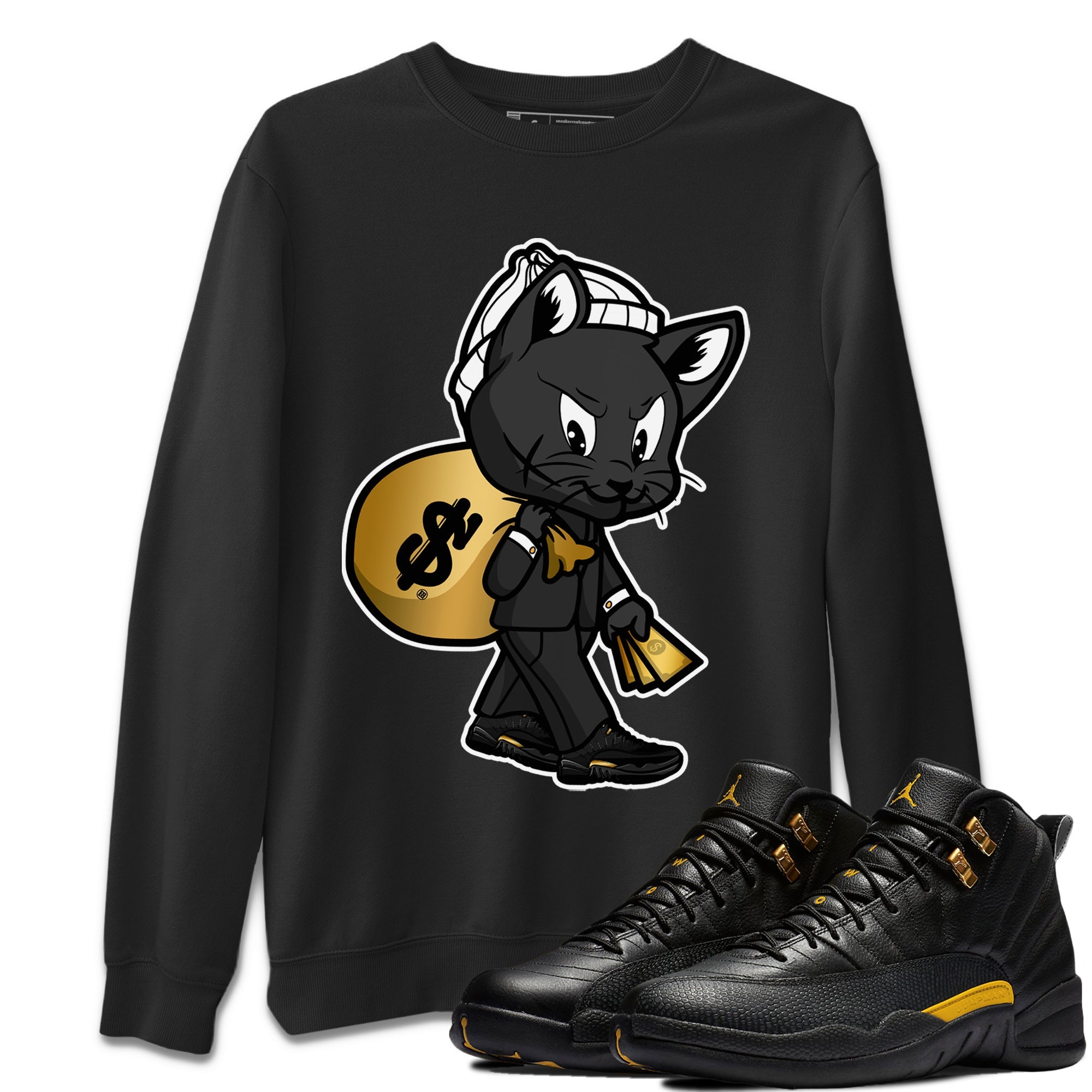 Gangster Cat Unisex Sweater – Air Jordan 12 Black Taxi, Sneakers Matching Sweater