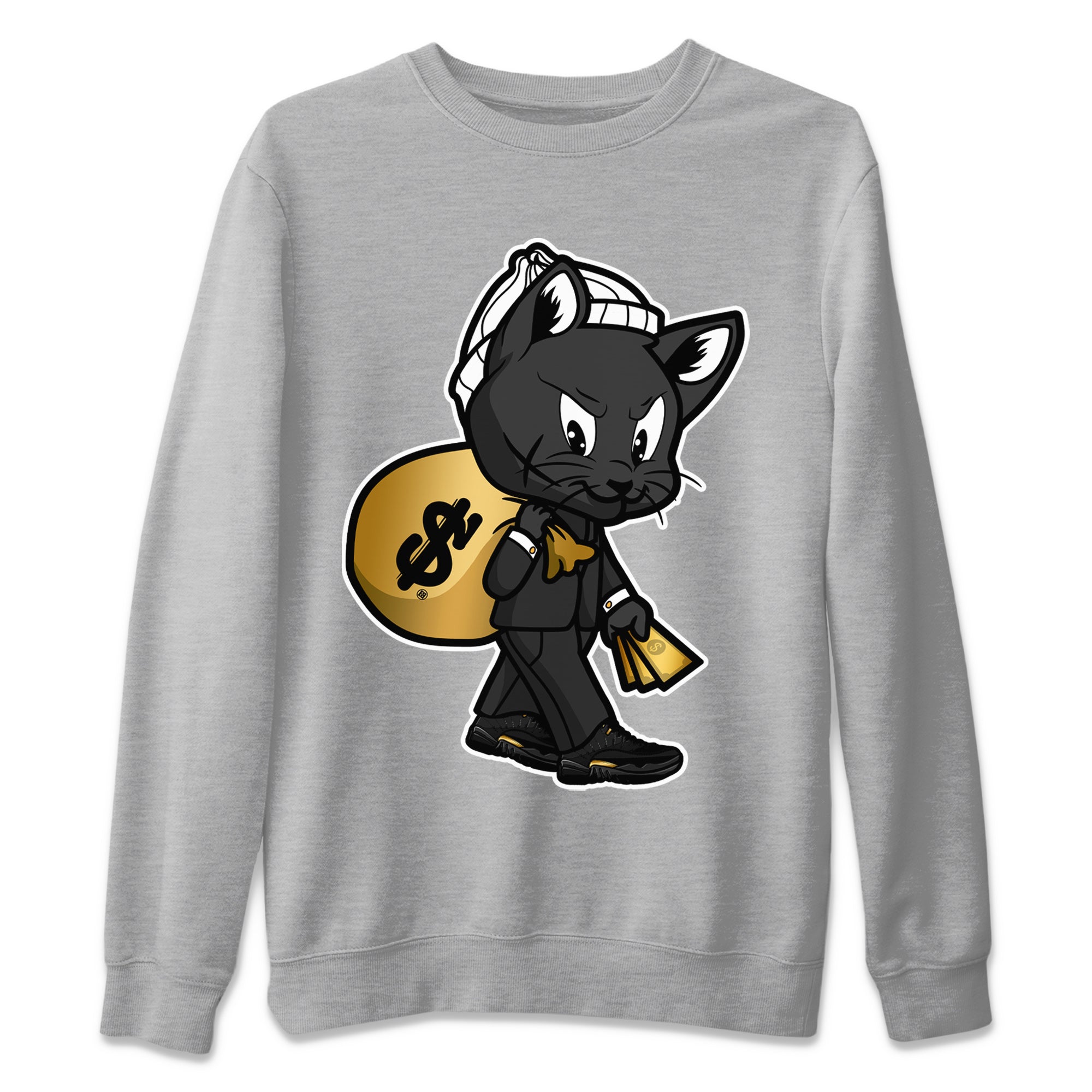 Gangster Cat Unisex Sweater – Air Jordan 12 Black Taxi, Sneakers Matching Sweater