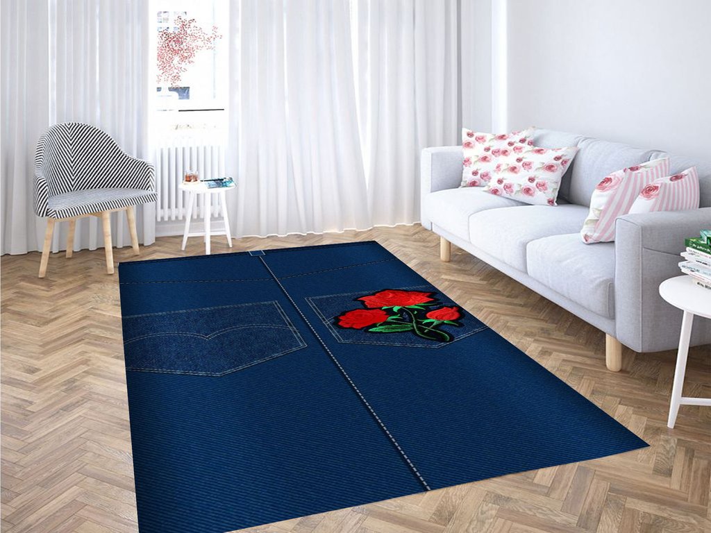 Garden Roses Wallpaper Living Room Modern Carpet Rectangle Rug