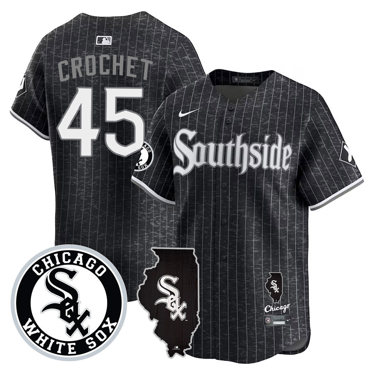 Garrett Crochet Men's Chicago White Sox 2024 City Connect Vaper Premier Limited Jersey - All Stitched