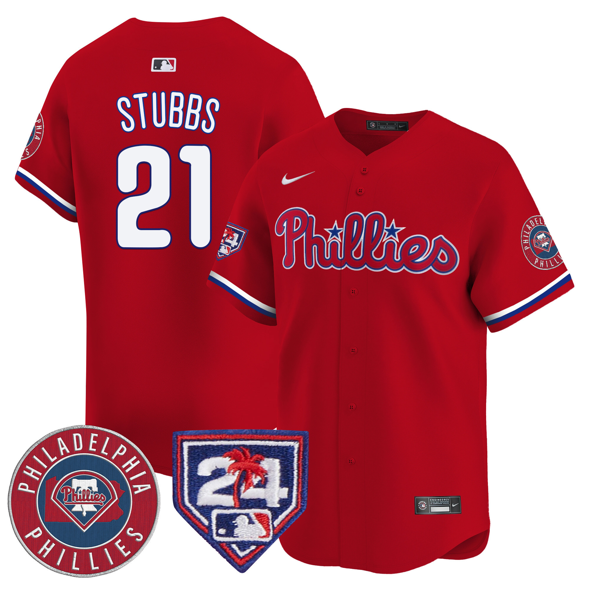 Garrett Stubbs Men's Philadelphia Phillies 2024 Spring Training Patch Vapor Premier Limited V2 Red Jersey - All Stitched