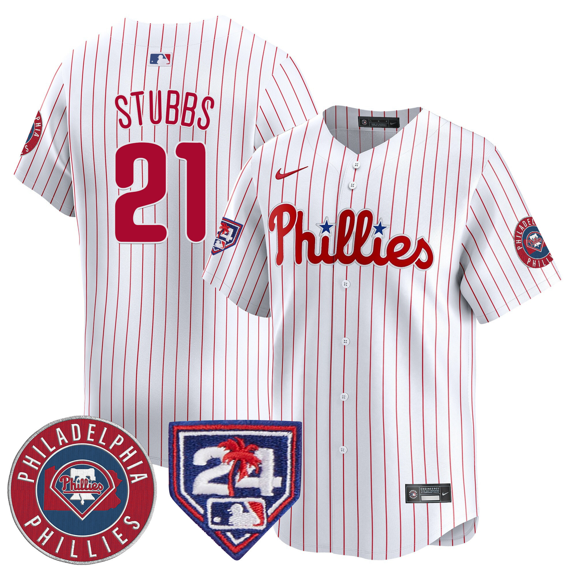 Garrett Stubbs Men's Philadelphia Phillies 2024 Spring Training Patch Vapor Premier Limited V2 White Jersey - All Stitched