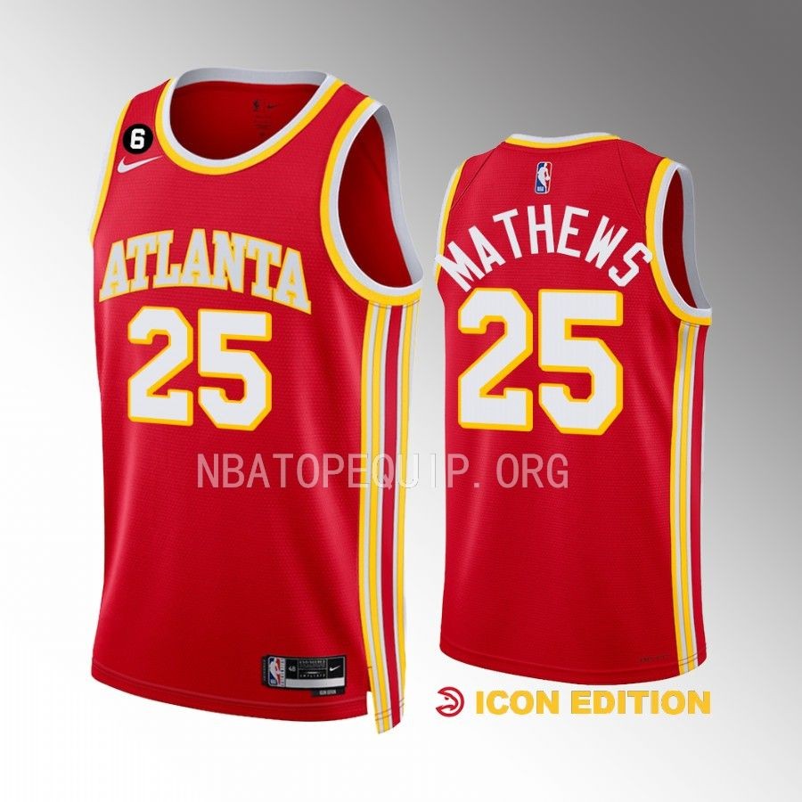 Garrison Mathews Atlanta Hawks #25 Red Jersey 2022-23 Icon Edition Swingman