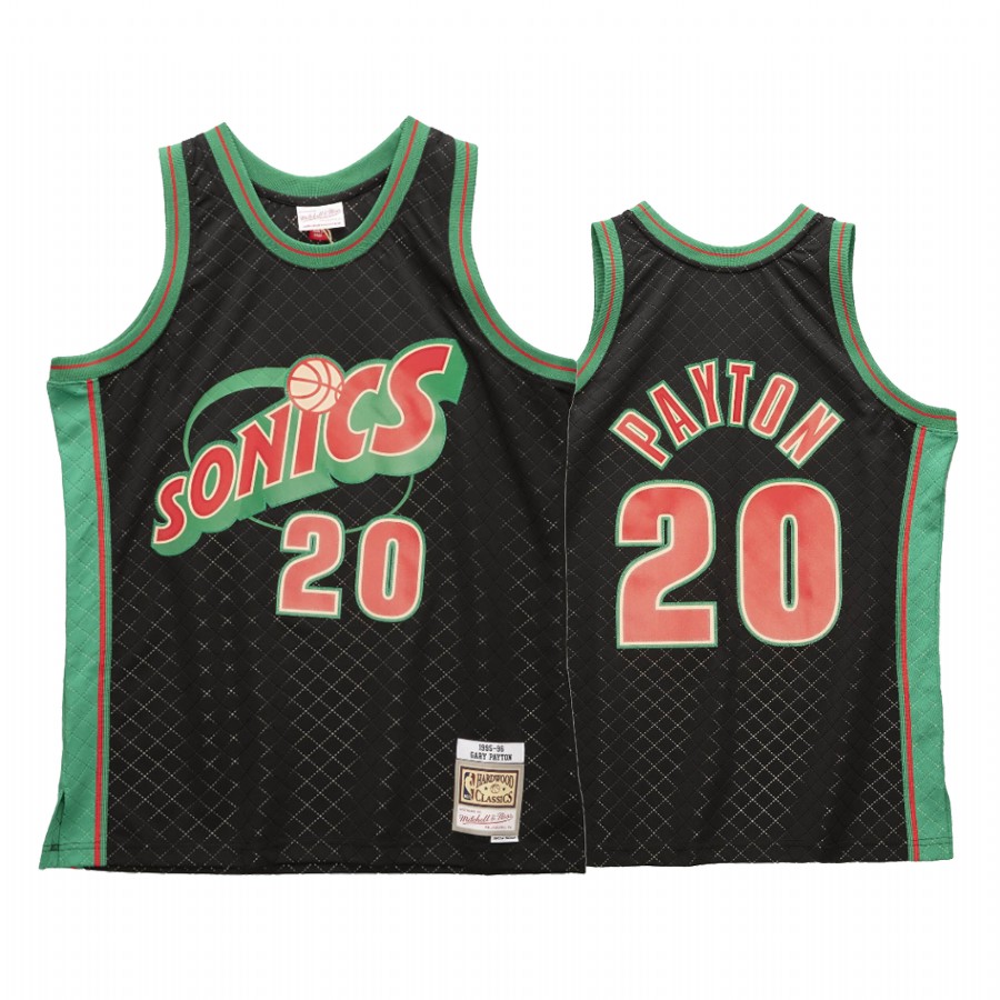 Gary Payton 20 Seattle SuperSonics Neapolitan Black Jersey Hardwood Classics