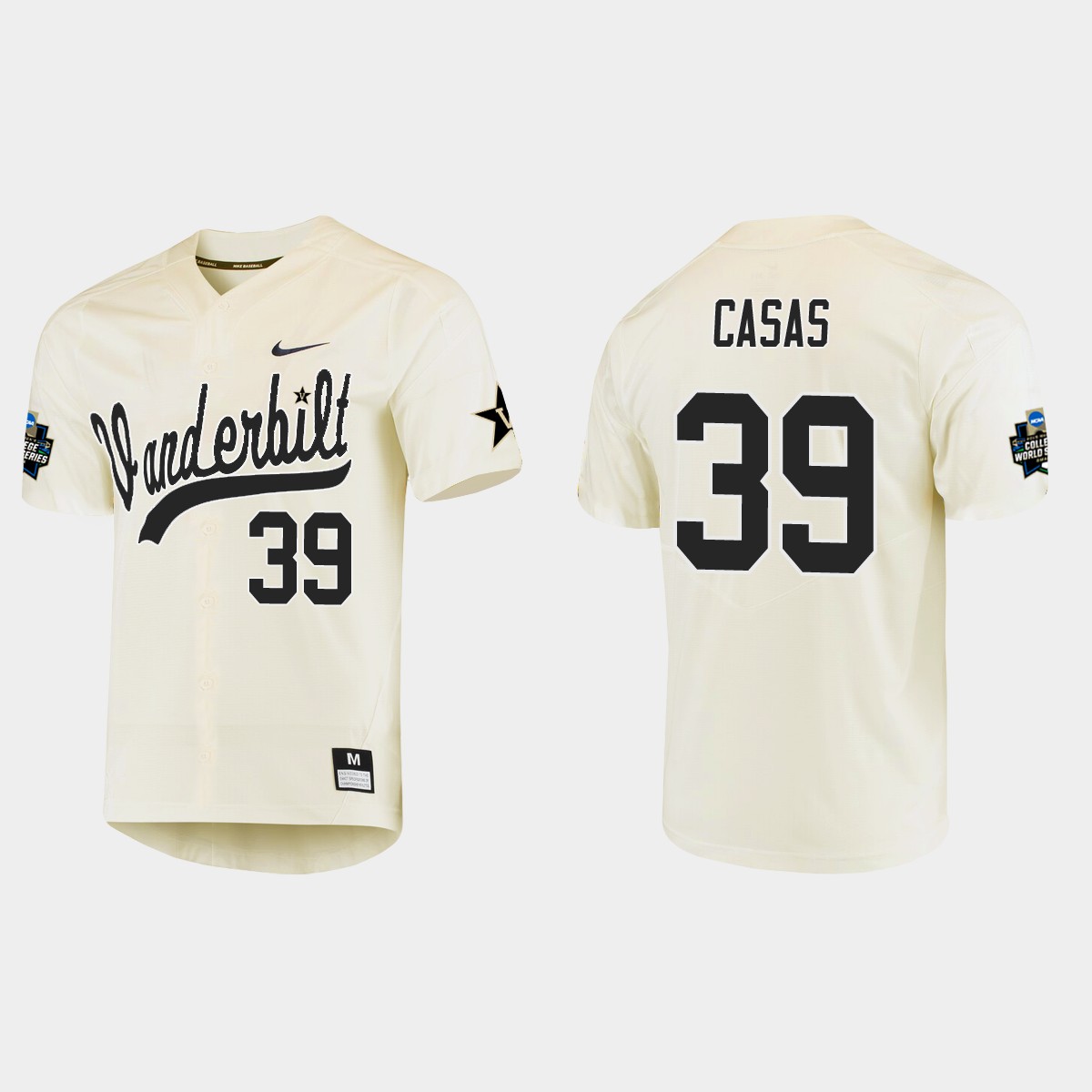 Gavin Casas Vanderbilt Commodores College World Series Jersey - Cream