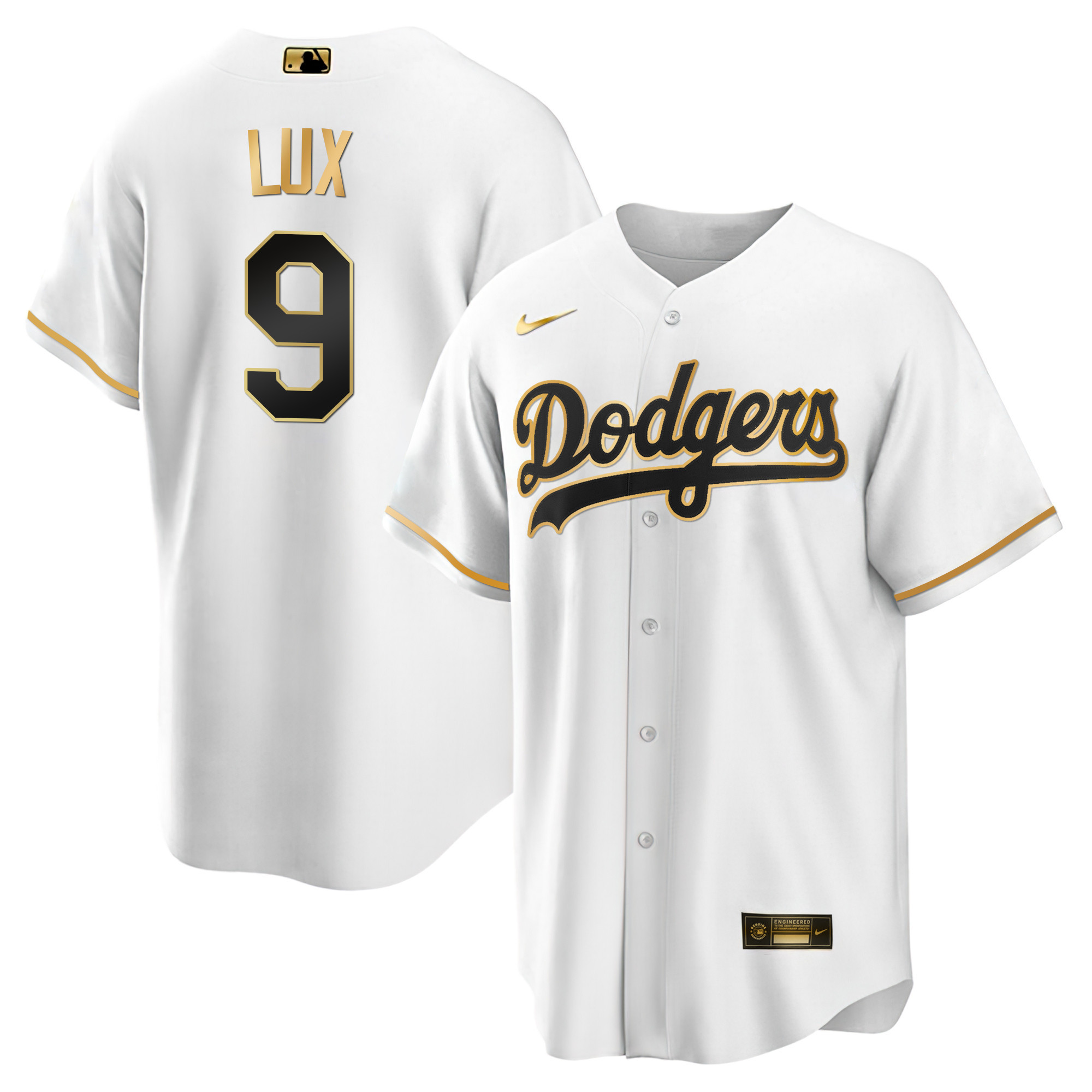 Gavin Lux Men's Los Angeles Dodgers Black Limited & Gold Cool White Gold Jersey - All Stitched