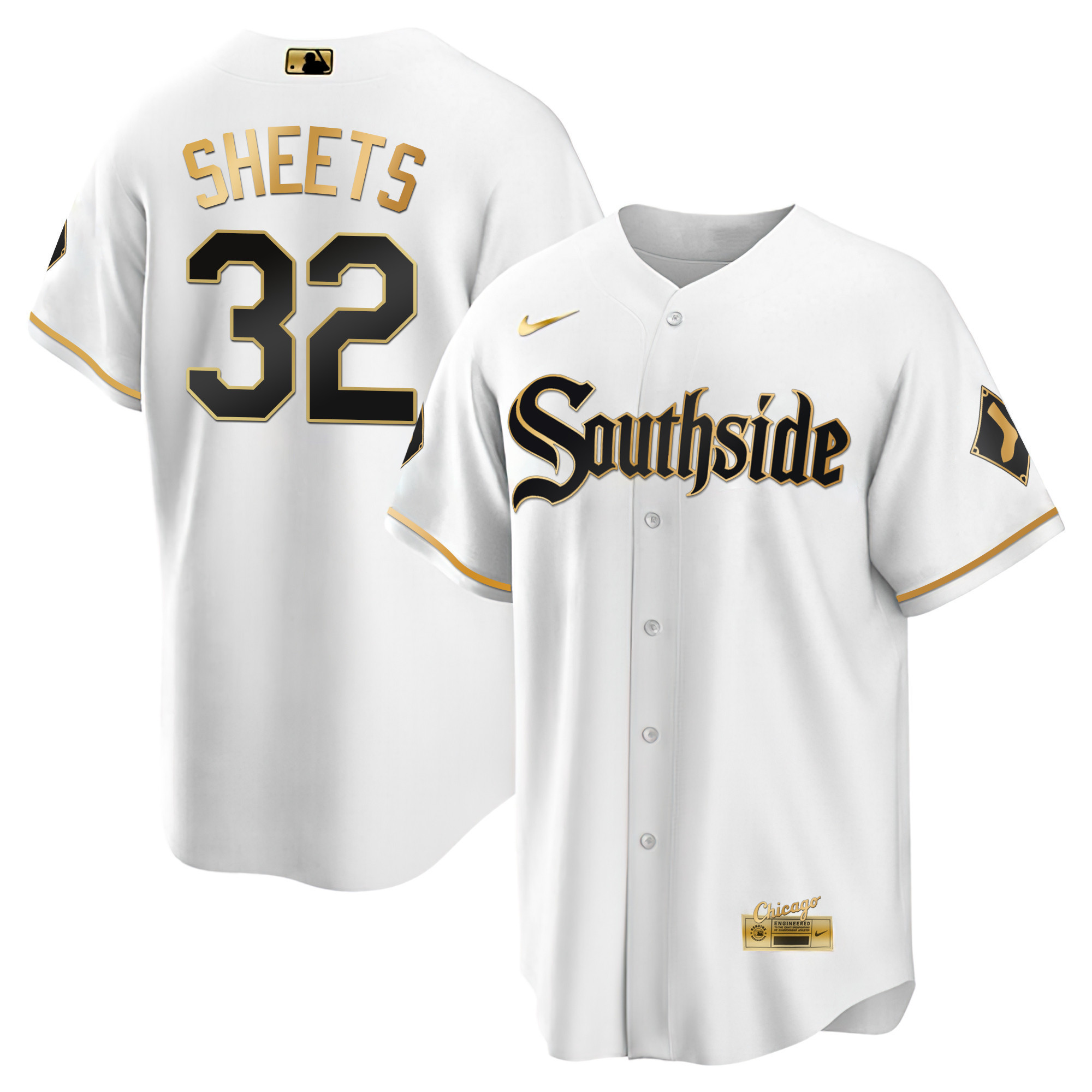 Gavin Sheets Men's Chicago White Sox Black Limited & Gold Cool White Gold Jersey - All Stitched