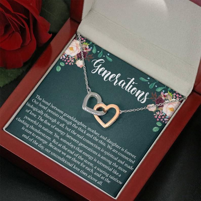 Generations Gift Interlocking Hearts Necklace for Grandmother, Mom & Granddaughter Mother’s Day Jewelry Gift