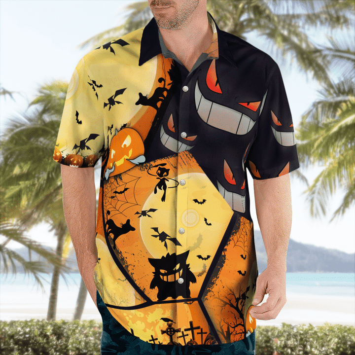 Gengar Pokemon Halloween Hawaiian Shirt