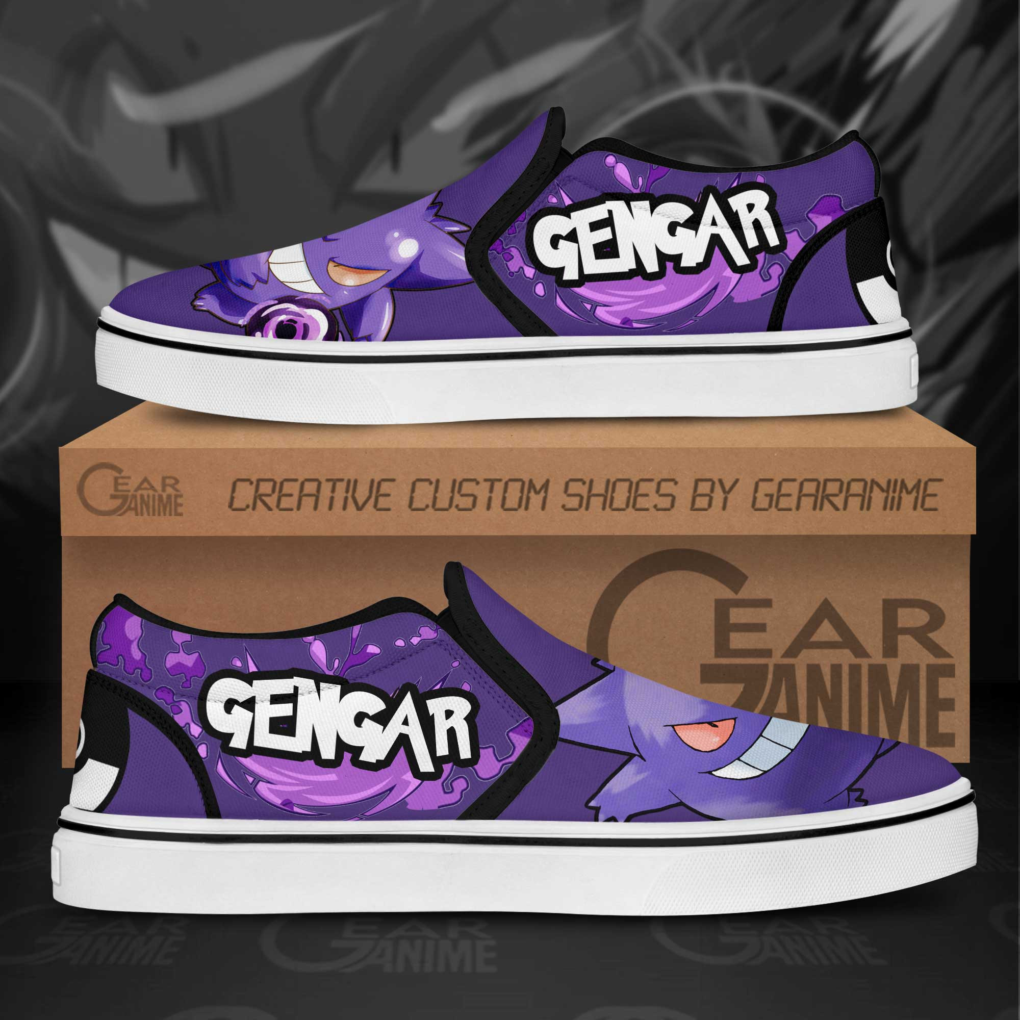 Gengar Slip-On Shoes Canvas Pokemon Custom Anime Shoes