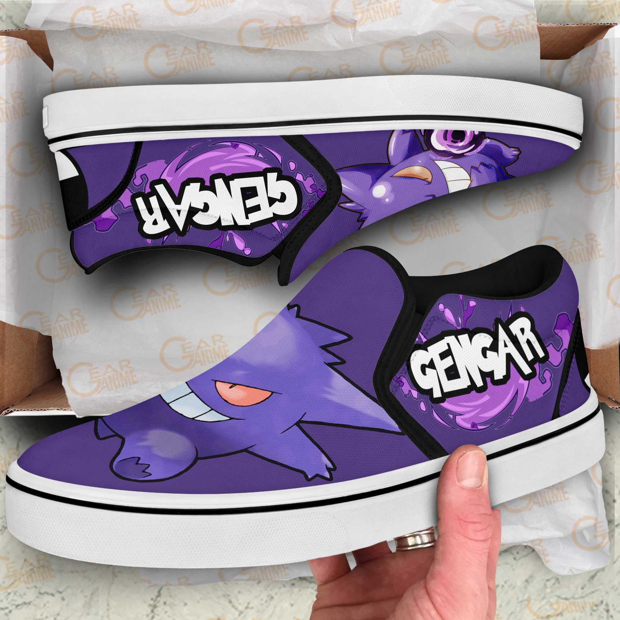 Gengar Slip-On Shoes Canvas Pokemon Custom Anime Shoes
