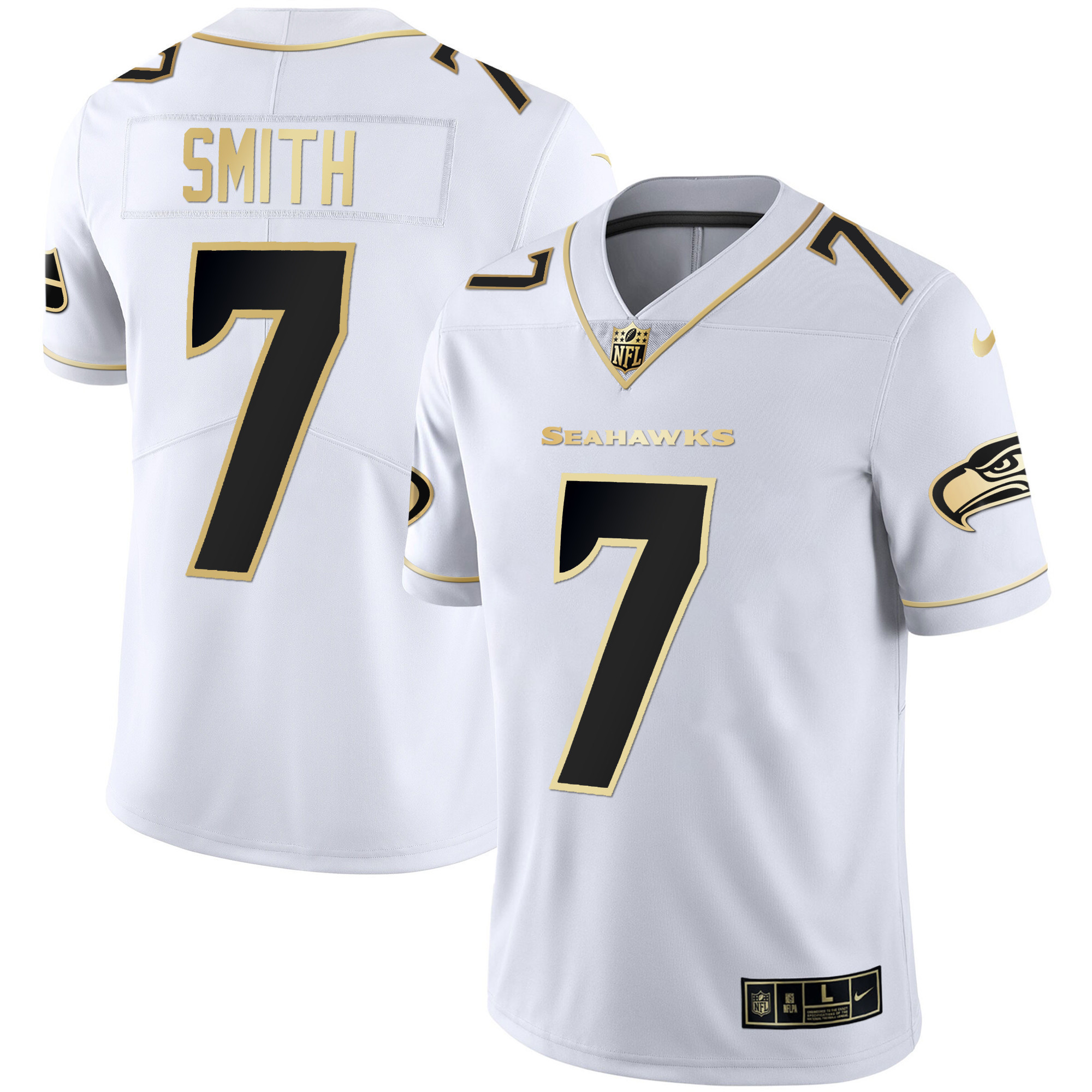 Geno Smith Men's Seattle Seahawks Gold Player White Gold Jersey - All Stitched 