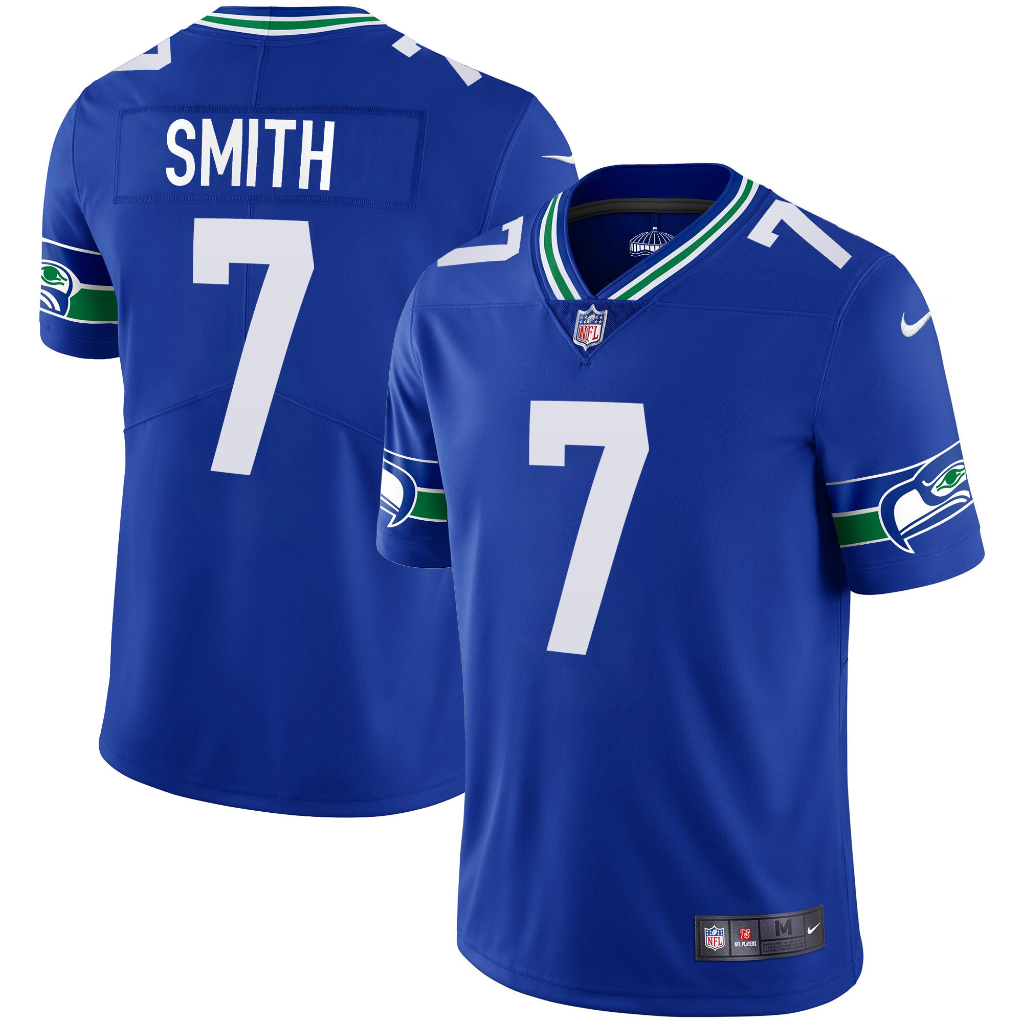 Geno Smith Men's Seattle Seahawks Throwback & Gold Royal Jersey - All Stitched 